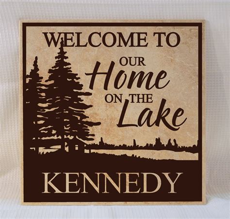 Welcome To Our Home On The Lake Personalized Sign Lake By Levinyl