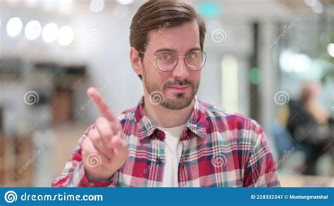 Portrait Of Serious Man Saying No By Finger Sign Stock Image Image Of