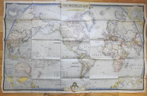 Large 1951 National Geographic Wall Map Of The World 746 Picclick