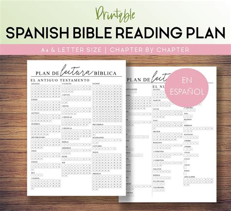 Spanish Bible Reading Tracker Printable Christian Chapter