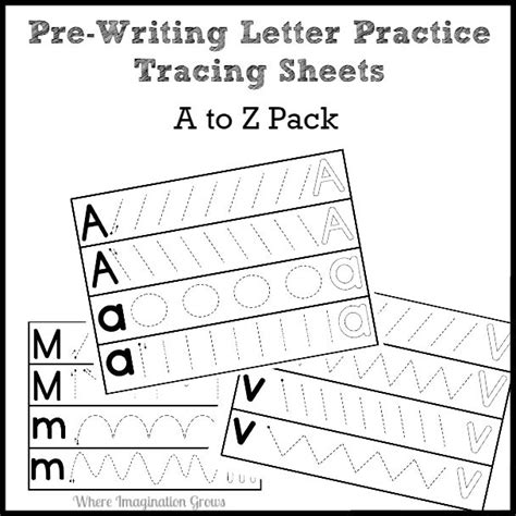 Prewriting Letter Practice Pack A To Z Paypal Where Imagination Grows