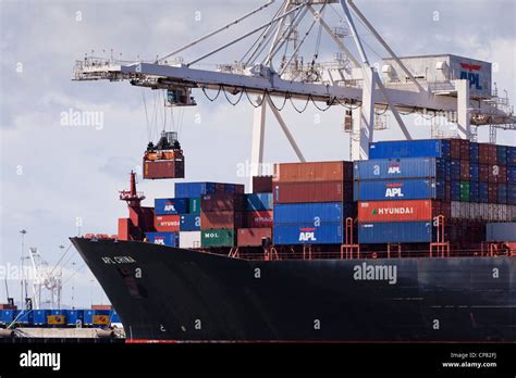 A Gantry Crane Loading Containers On Cargo Ship San Francisco