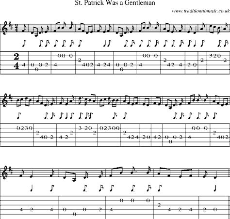 The first recorded observance in the u.s. Guitar Tab and sheet music for St. Patrick Was A Gentleman