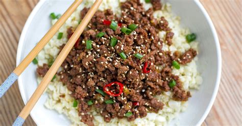 Mix together all ingredients for the bulgogi and place marinade in a shallow dish. 15-Minute Low-Carb Korean Beef Bowl - Happy Body Formula