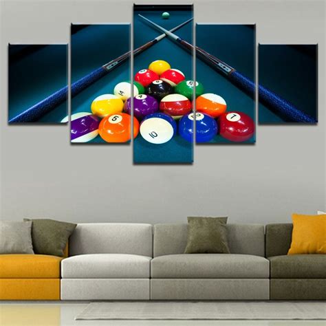 Canvas Painting Wall Art Framework Print 5 Pieces Billiard Color The