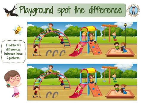 Playground Spot The Difference Free Printable Game Treasure Hunt 4 Kids