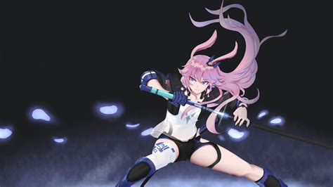 Anime Girl Sword Pink Hair Yae Sakura Honkai Impact