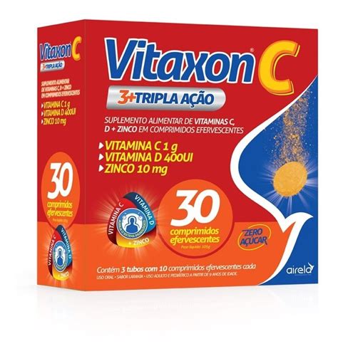 Kit 4 Vitaxon Tripla Ação vitamina C d zinco 30 Comp Eferv