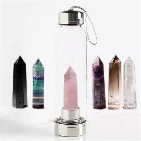 Aliexpress Com Buy Ml Natural Crystal Quartz Crystal Gemstone Water Bottle Wand Point Reiki