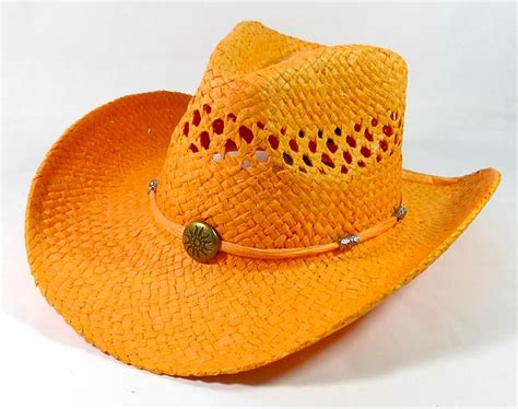 Wholesale Western Cowboy Straw Hats Orange