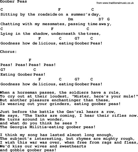 Top 1000 Folk And Old Time Songs Collection Goober Peas Lyrics With Chords And Pdf