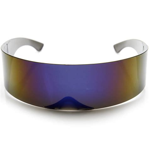 futuristic wrap around monoblock shield sunglasses blue futuristic sunglasses visor