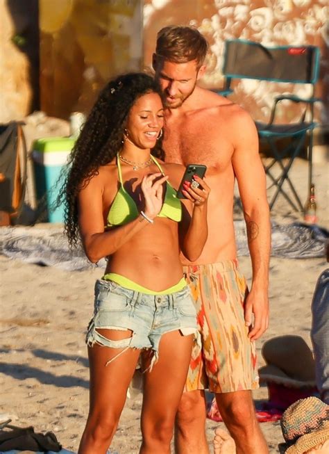 vick hope topless on beach with calvin harris after engagement rumours metro news