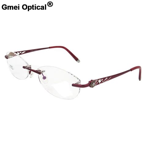 buy gmei optical s2606 rimless eyeglasses frame for women rimless eyewear