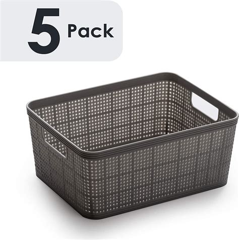 bino woven plastic storage basket 5pk s grey home and kitchen