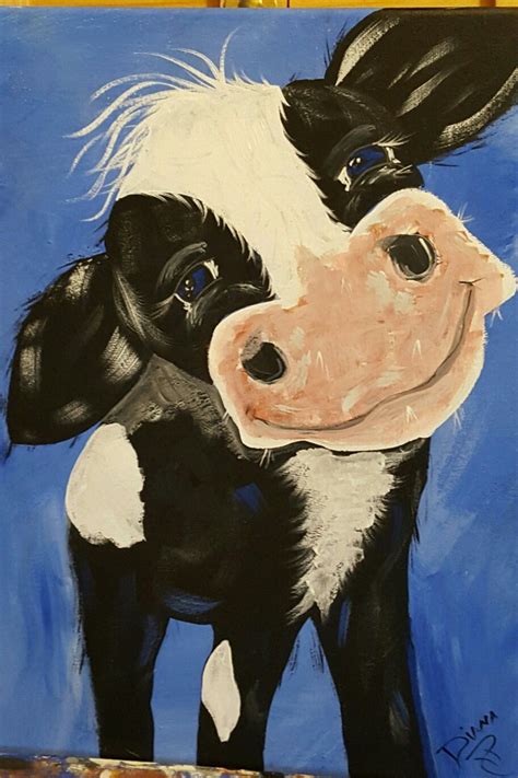 Cow Painting Heart Painting Canvas Painting Diy Painting Art