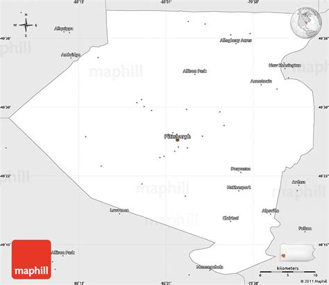 Silver Style Simple Map Of Allegheny County 