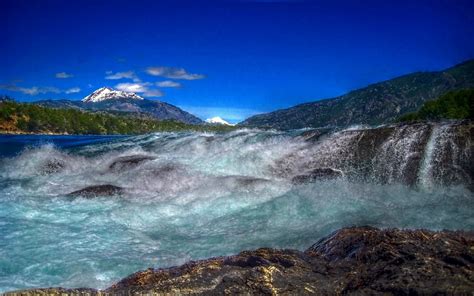 Photography Nature Landscape Blue Sky River Rapids Waterfall