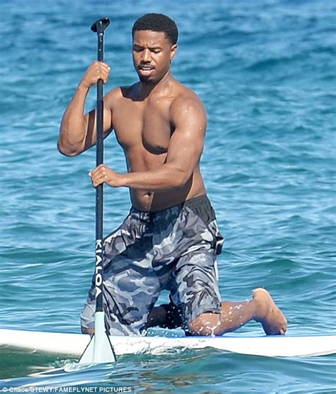 Michael B Jordan Takes Plunge While Paddleboarding In Maui Daily Mail Online