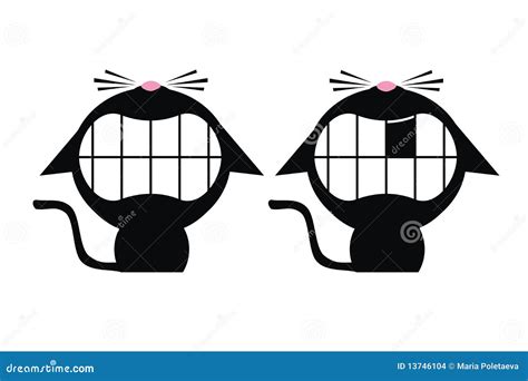 Smiling Black Cats Stock Illustration Illustration Of Teeth 13746104