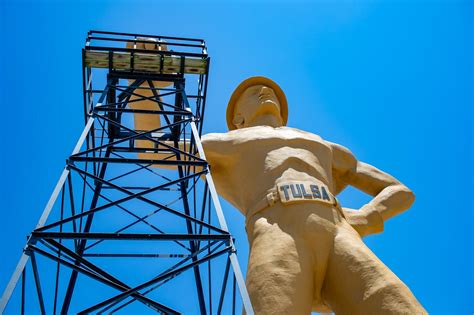 Golden Driller Statue In Tulsa Oklahoma Route 66 Road Map