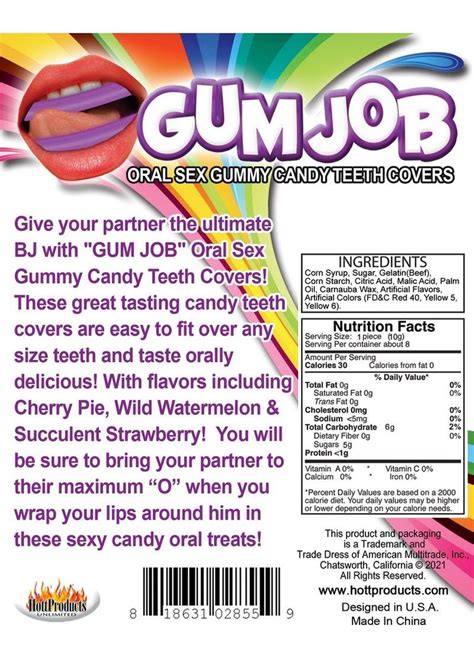 gum job oral sex gummy candy teeth covers assorted flavors playthings