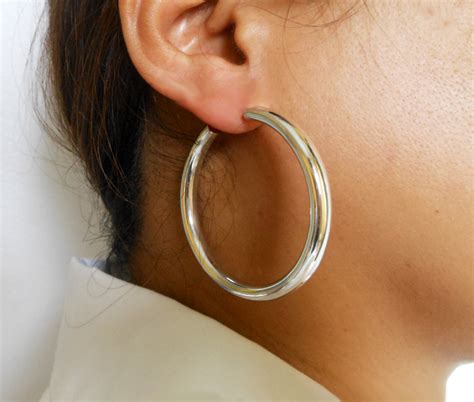 Round Hoop Earrings 50mm, Round Silver Earrings | Sup Silver – Sup Silver