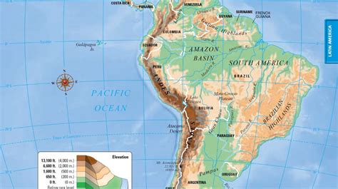 Coach Smiths World Geography Class Latin America Physical Map