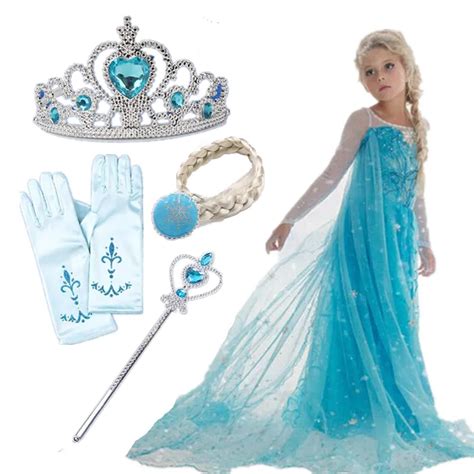 Cheap Halloween Elsa Anna Dress Girls Costume Fancy Party Princess