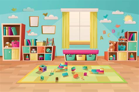 Kindergarten Playroom Cartoon Background 5881357 Vector Art At Vecteezy