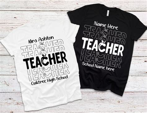 Personalized Teacher T Shirt Design With School Name Teacher Etsy