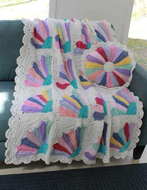 Scrap Fan Afghan And Pillow Crochet Pattern Maggies Crochet