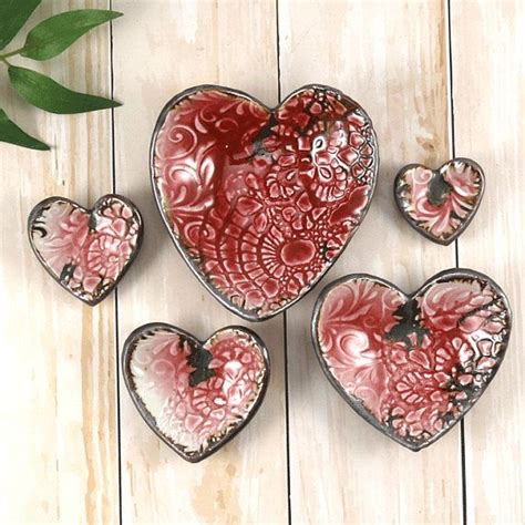 Ceramic Heart Set Ring Dishes Nested Plates Jewelry Etsy Handmade
