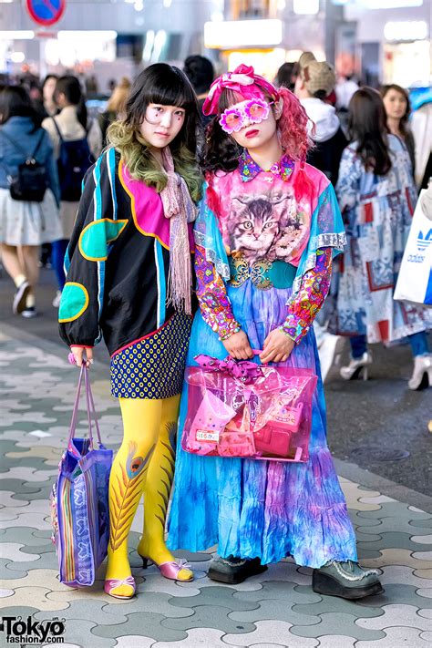 Colorful Vintage Tokyo Street Fashion W Dog Harajuku Cat Print Kinji