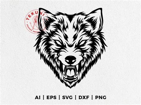 Wolf Svg Design Wolf Head Clipart Eps Vector Wolf Stencil Etsy