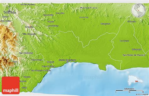 Physical 3d Map Of Distrito Nacional