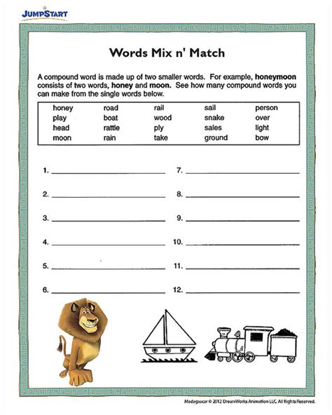 The english alphabet consists of 26 letters. Words Mix n' Match - Printable English Worksheet for Kids - JumpStart