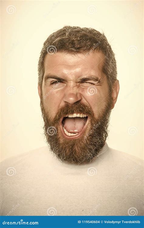 Feeling And Emotions Man With Angry Face Stock Photo Image Of Happy