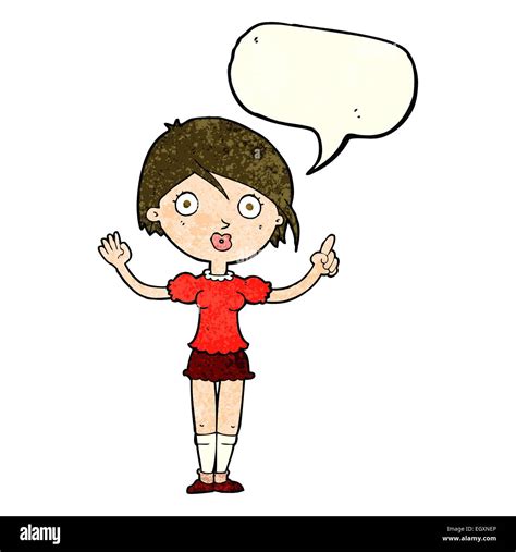 Cartoon Girl Asking Question With Speech Bubble Stock Vector Image And Art Alamy