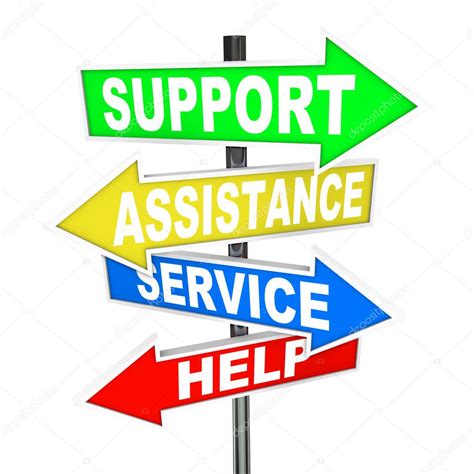 Service Assistance Support Help Arrow Signs Point To Solution ⬇ Stock
