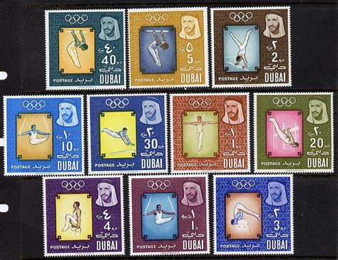 Dubai 1964 Tokyo Olympics Gymnastics Set Of 10 Unmounte Middle