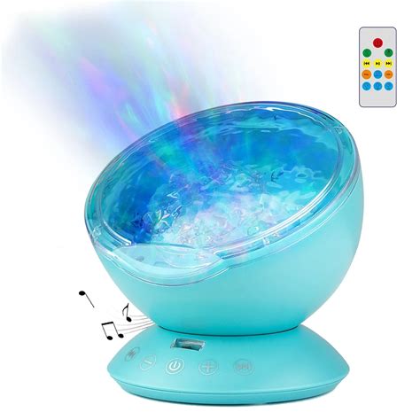 portable ocean wave projector led night light remote control lamp with 7 lights and built in music