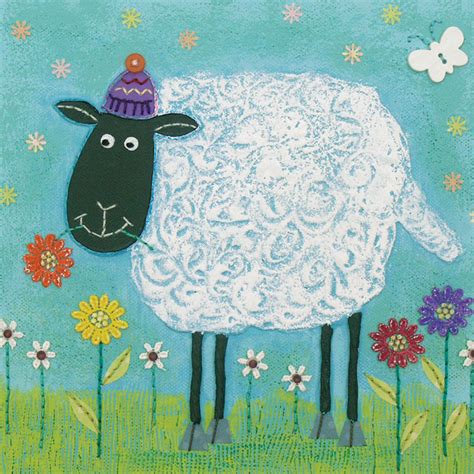 Woolly Sheep Square Blank Greeting Card By Artist Jo Grundy Cards