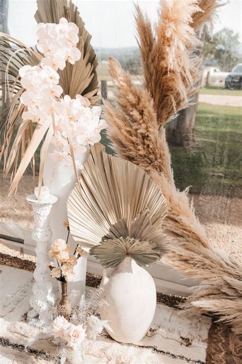 Gallery Tropical Preserved Leaves And Pampas Grass Wedding Decor