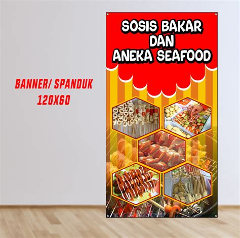 Contoh Banner Sosis Bakar Dan Sate Seafood Banner Frozen Food The