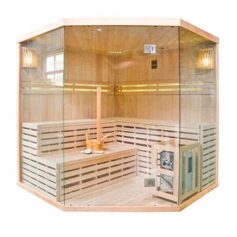 Large Size Traditional Wood Hemlock Red Cedar Dry Sauna Room With
