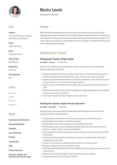Additionally, your online teacher resume strives to show that your profile, experience, and plus, you can also use the information from your resume if you create a teacher profile to market your tutoring. Kindergarten Teacher Resume & Writing Guide | +12 Examples ...