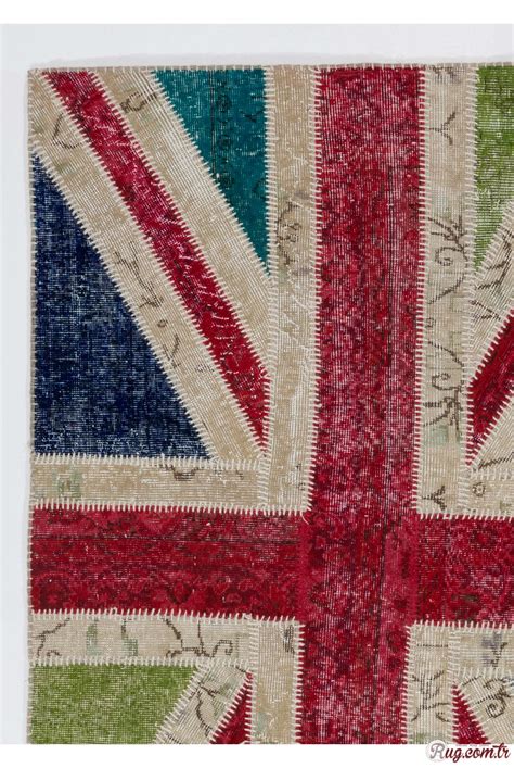 British Flag Union Jack Design Multicolor Patchwork Rug