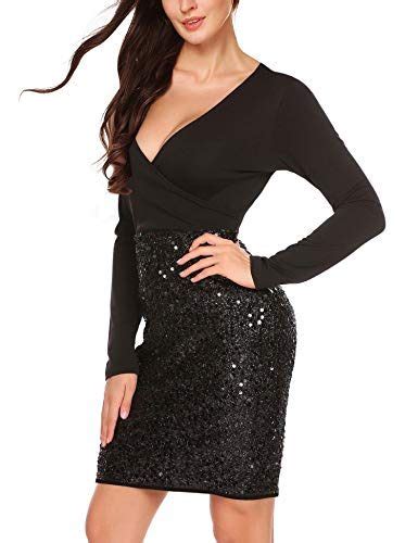 sexy wrap front sequin bodycon stretchy mini crossdresser party dress 2 colors crossdress