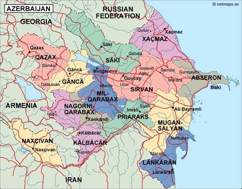 Azerbaijan Political Map Illustrator Vector Eps Maps Eps Illustrator